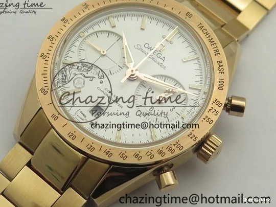 0724 Speedmaster ’57 Co-Axial RG OMF 1:1 Best Edition White Dial On RG Bracelet A9300 (Free Leather Strap) Durable 8065